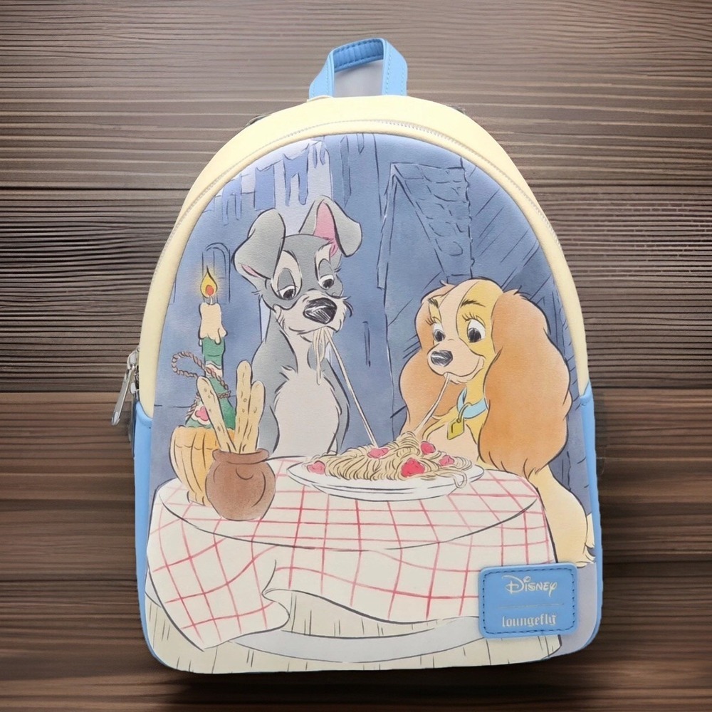 Loungefly Disney Lady And The Tramp Spaghetti Scene Mini Backpack‎ New